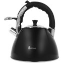 Czajnik stalowy z gwizdkiem podwójne dno gaz indukcja 3L czarny mat BRUNBESTE BB-2449