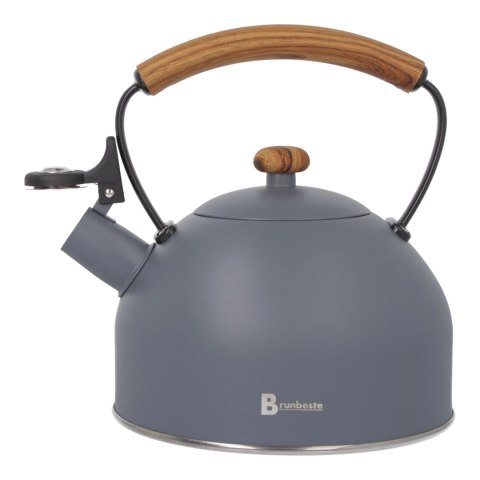 Czajnik stalowy z gwizdkiem tradycyjny indukcja 2.2L szary matowy BRUNBESTE BB-2461