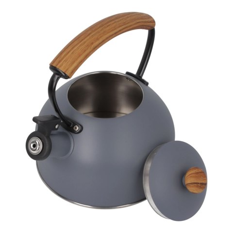 Czajnik stalowy z gwizdkiem tradycyjny indukcja 2.2L szary matowy BRUNBESTE BB-2461
