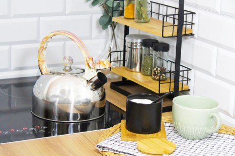 Czajnik stalowy z gwizdkiem tradycyjny indukcja 2.5L marmurowy uchwyt BRUNBESTE BB-2269