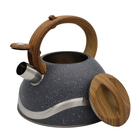 Czajnik stalowy z gwizdkiem tradycyjny na gaz indukcję 3L szary BRUNBESTE BB-2277