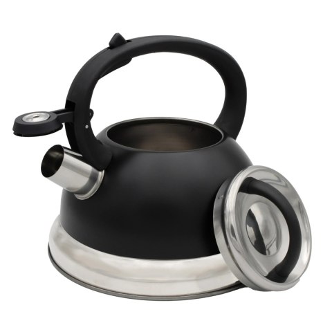 Czajnik stalowy z gwizdkiem tradycyjny na indukcję gaz 2.5L czarny BRUNBESTE BB-2273