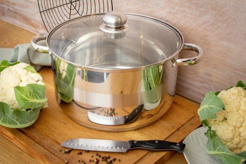 Garnek stalowy ze stali nierdzewnej indukcja z pokrywką duży 30cm 12.3L BRUNBESTE BB-2130