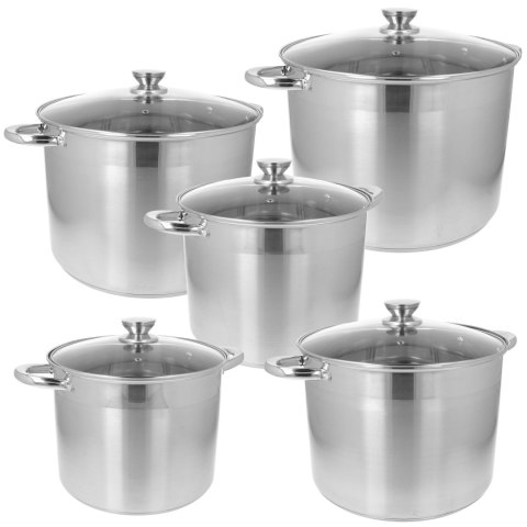 Garnki stalowe gastronomiczne ze stali nierdzewnej indukcja zestaw 10-ele BRUNBESTE BB-2251