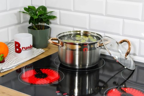 Garnki ze stali nierdzewnej na gaz indukcję zestaw garnków komplet 12-ele BRUNBESTE BB-2208