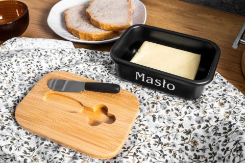 Maselniczka stalowa z nożem do masła czarna BUTTER BRUNBESTE BB-2761-B