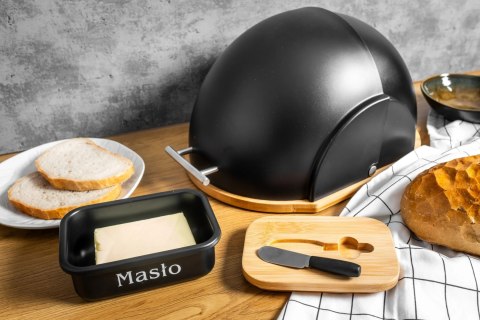 Maselniczka stalowa z nożem do masła czarna BUTTER BRUNBESTE BB-2761-B