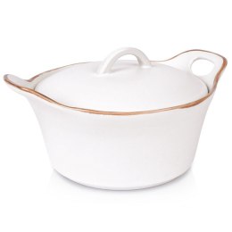 Miseczka do zapiekania pieczenia ceramiczna z pokrywką biała 320ml EXCELLENT HOUSEWARE 259322