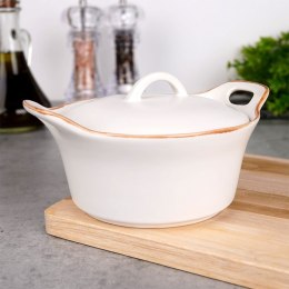 Miseczka do zapiekania pieczenia ceramiczna z pokrywką biała 320ml EXCELLENT HOUSEWARE 259322