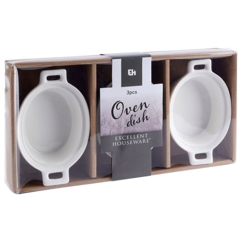 Miseczki do zapiekania kokilki porcelanowe do sosów piekarnika białe małe 120ml 3-ele EXCELLENT HOUSEWARE 259234-OW
