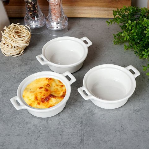 Miseczki do zapiekania kokilki porcelanowe do sosów piekarnika białe małe 130ml 3-ele EXCELLENT HOUSEWARE 259234-OK