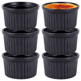 Miseczki do zapiekania kokilki porcelanowe do sosów piekarnika żaroodporne czarne 9.5cm 180ml 6-ele HIT 139247