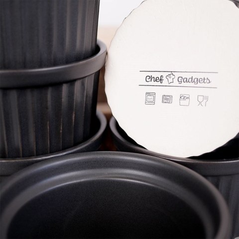 Miseczki do zapiekania kokilki porcelanowe do sosów piekarnika żaroodporne czarne 9.5cm 180ml 6-ele HIT 139247