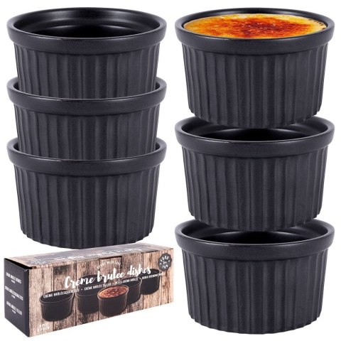 Miseczki do zapiekania kokilki porcelanowe do sosów piekarnika żaroodporne czarne 9.5cm 180ml 6-ele HIT 139247