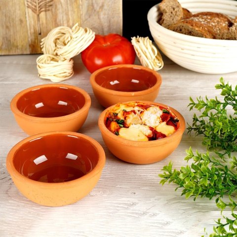 Miseczki kokilki kamionkowe do zapiekania do sosów dipów małe 10.5cm 150ml 4-ele EXCELLENT HOUSEWARE 259163