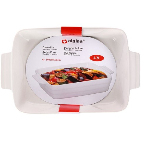 Naczynie żaroodporne ceramiczne białe prostokątne duże 30x18.5x6cm ALPINA 259329