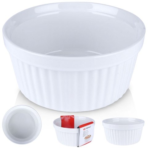 Naczynie żaroodporne ceramiczne okrągłe białe małe 14.5x6.5cm 600ml ALPINA 259267