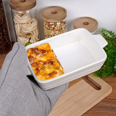 Naczynie żaroodporne do pieczenia ceramiczne białe małe prostokątne 19x11x4cm ALPINA 259300