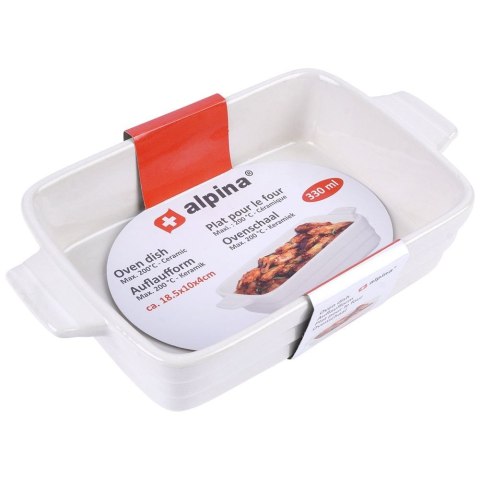Naczynie żaroodporne do pieczenia ceramiczne białe małe prostokątne 19x11x4cm ALPINA 259300
