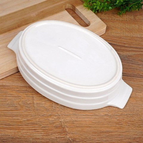 Naczynie żaroodporne do pieczenia ceramiczne białe owalne 24x14.5x5cm ALPINA 259298
