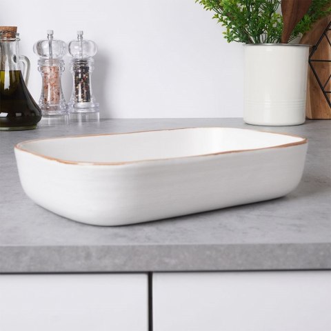 Naczynie żaroodporne do pieczenia ceramiczne białe prostokątne 22.5x15x5cm VILDE 259323