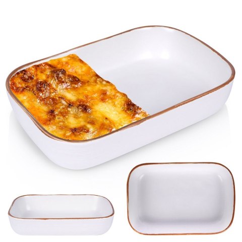 Naczynie żaroodporne do pieczenia ceramiczne białe prostokątne 22.5x15x5cm VILDE 259323