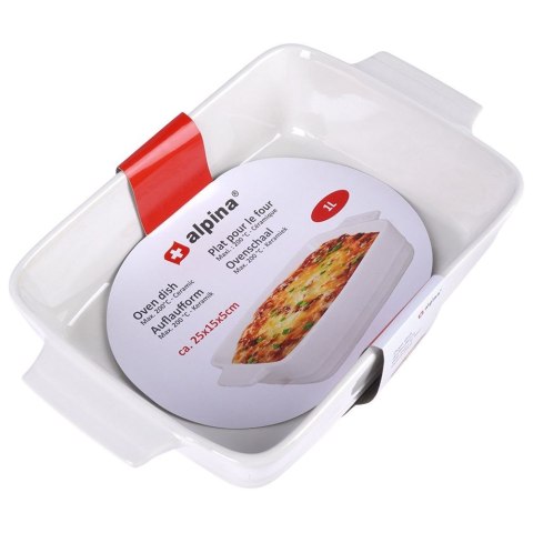 Naczynie żaroodporne do pieczenia ceramiczne białe prostokątne 25x15x5.5cm ALPINA 259330