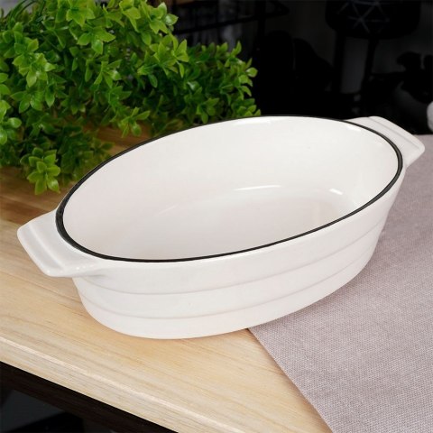 Naczynie żaroodporne do pieczenia porcelanowe białe owalne 19.5x11x5cm 360ml HIT 259209