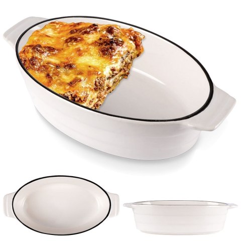 Naczynie żaroodporne do pieczenia porcelanowe białe owalne 19.5x11x5cm 360ml HIT 259209