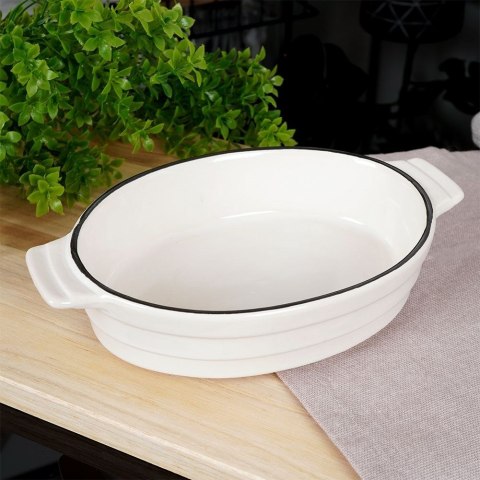 Naczynie żaroodporne porcelanowe białe owalne 18.5x11.5x4cm 300ml HIT 259210