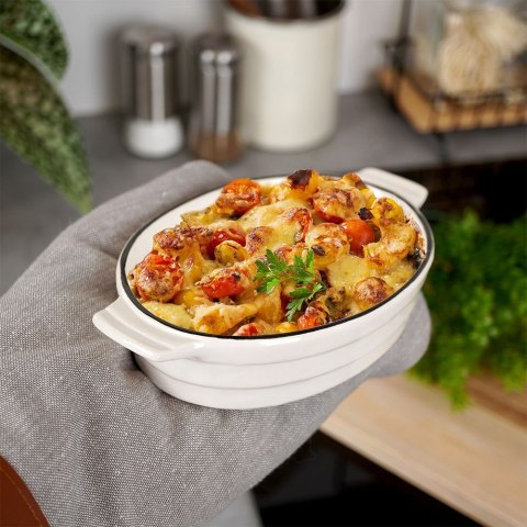 Naczynie żaroodporne porcelanowe białe owalne 18.5x11.5x4cm 300ml HIT 259210