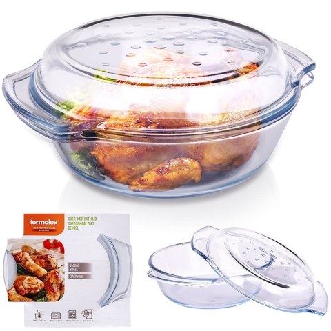 Naczynie żaroodporne z pokrywką szklane do piekarnika 27x23x11cm 2.4L TERMOLEX 123716