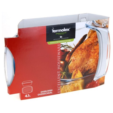 Naczynie żaroodporne z pokrywką szklane do piekarnika 34x21.5x12cm 4.1L TERMOLEX 123714