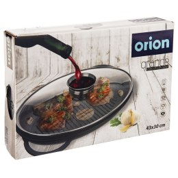 Patelnia do grillowania grillowa granitowa z pokrywką głęboka GRANDE 43x28x6cm ORION 127030