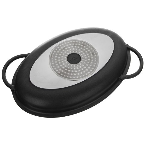 Patelnia do grillowania grillowa granitowa z pokrywką głęboka GRANDE 43x28x6cm ORION 127030