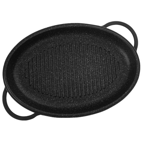 Patelnia do grillowania grillowa granitowa z pokrywką głęboka GRANDE 43x28x6cm ORION 127030