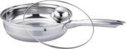 Patelnia stalowa ze stali nierdzewnej z pokrywką głęboka indukcja 24 cm BRUNBESTE BB-2224