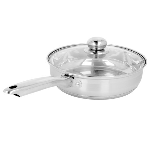 Patelnia stalowa ze stali nierdzewnej z pokrywką głęboka indukcja 24 cm BRUNBESTE BB-2224