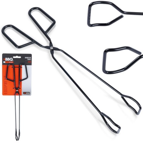 Szczypce grillowe kuchenne do grilla na grill metalowe czarne 31.5cm BBQ 489164