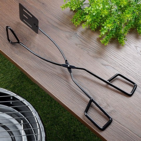 Szczypce grillowe kuchenne do grilla na grill metalowe czarne 41.5cm BBQ 489165