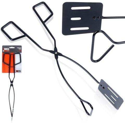 Szczypce grillowe kuchenne do grilla na grill metalowe czarne 41.5cm BBQ 489165