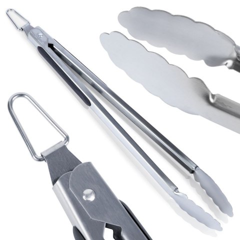 Szczypce grillowe kuchenne do grilla na grill stalowe 39cm BBQ 489166
