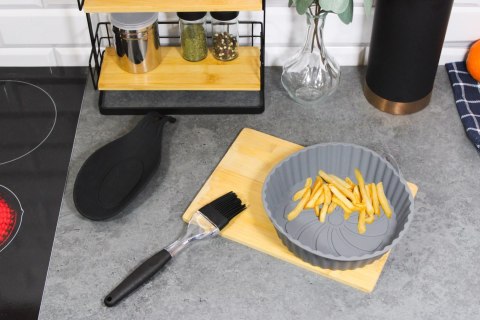 Wkład silikonowy do frytkownicy AIR FRYER okrągły szary forma 20.5CM BRUNBESTE BB-3373