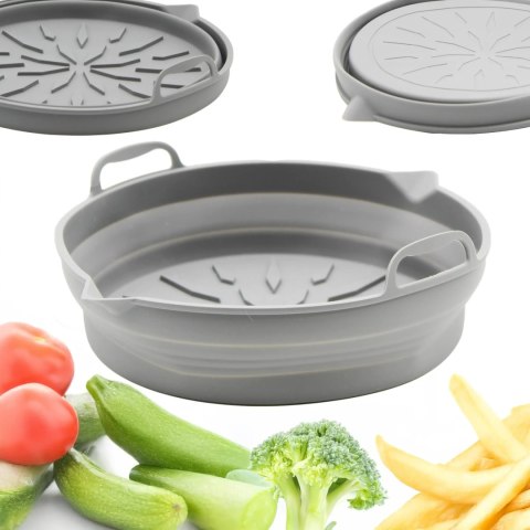 Wkład silikonowy do frytkownicy beztłuszczowej AIR FRYER okrągły szary składany BRUNBESTE BB-3755