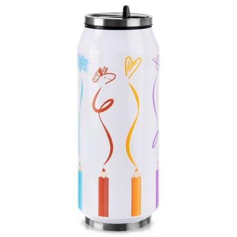 Kubek termiczny PUSZKA z rurką słomką ustnikiem na kawę do szkoły KREDKI 500 ml ORION 128531