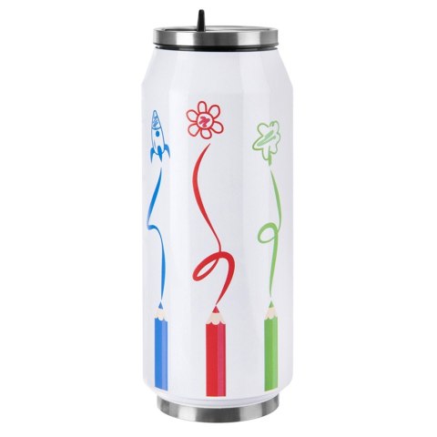 Kubek termiczny PUSZKA z rurką słomką ustnikiem na kawę do szkoły KREDKI 500 ml ORION 128531