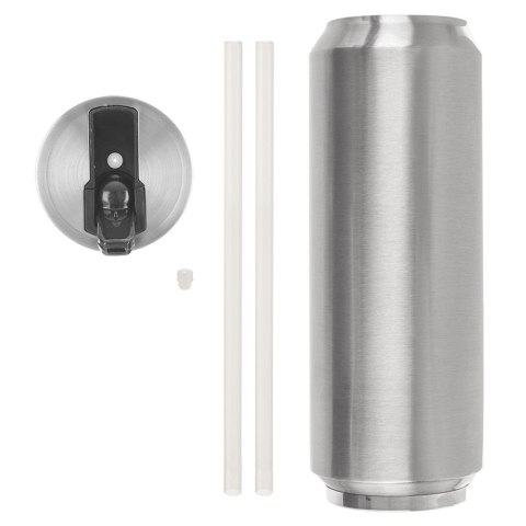 Kubek termiczny PUSZKA ze słomką ustnikiem do auta srebrny 700 ml ORION 124816