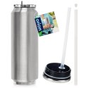 Kubek termiczny PUSZKA ze słomką ustnikiem do auta srebrny 700 ml ORION 124816