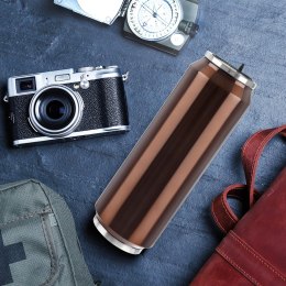 Kubek termiczny PUSZKA ze słomką ustnikiem do kawy BRĄZOWY 700 ml ORION 128530