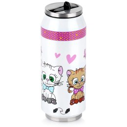 Kubek termiczny PUSZKA ze słomką ustnikiem do szkoły KOTEK 400 ml ORION 128508